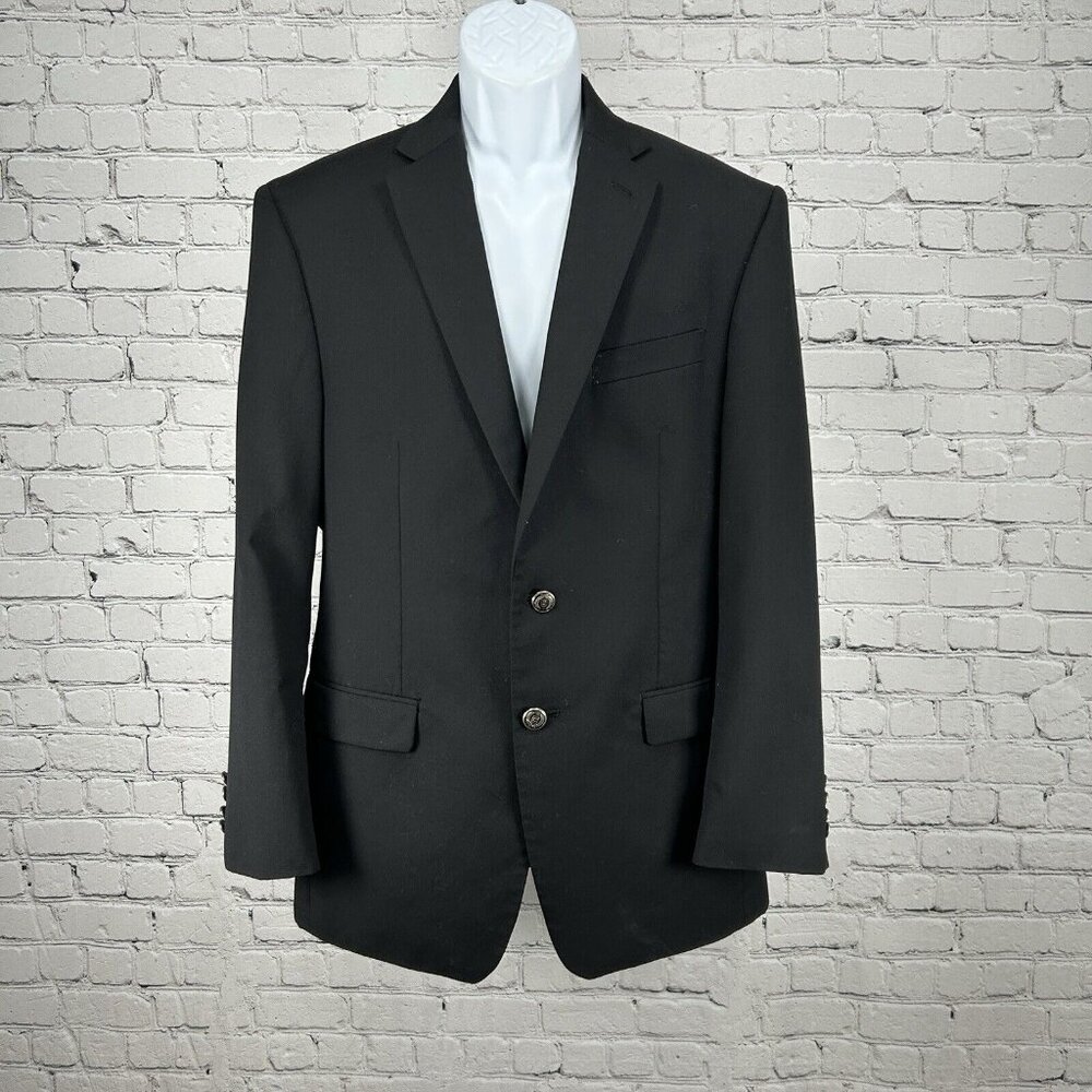 Chaps Solid Black 2 Button Single Vented Collared… - image 1